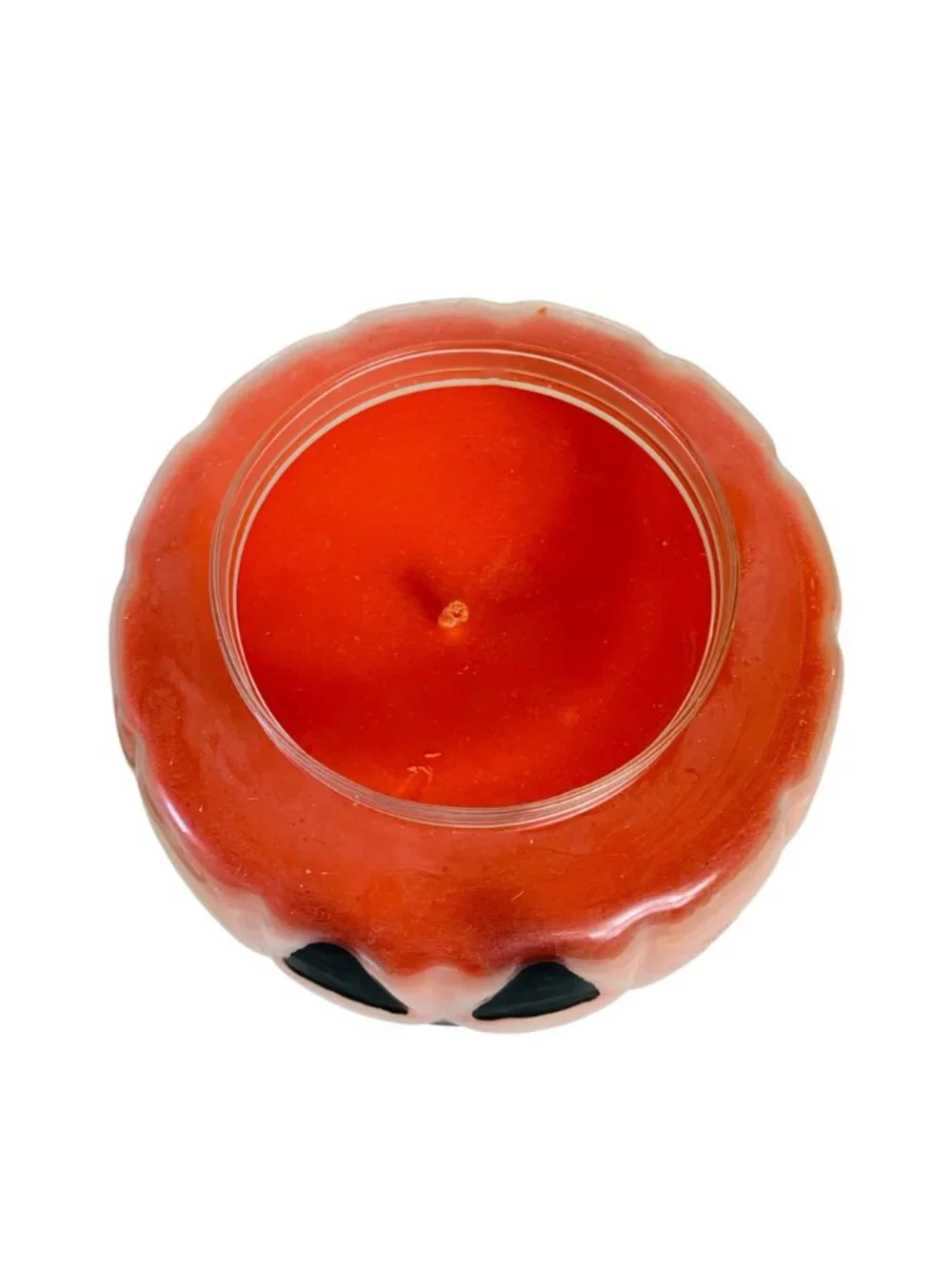 Halloween Glass Pumpkin Candle Glass VTG Jack O Lantern Jar Airtight Lid Decor